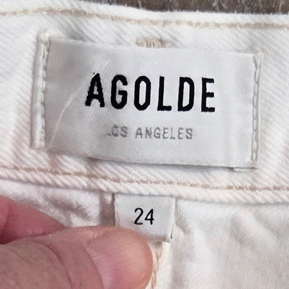 AGOLDE Parker High Rise White Denim Cutoff Shorts A026B-1183 Size 24 - Picture 6 of 8